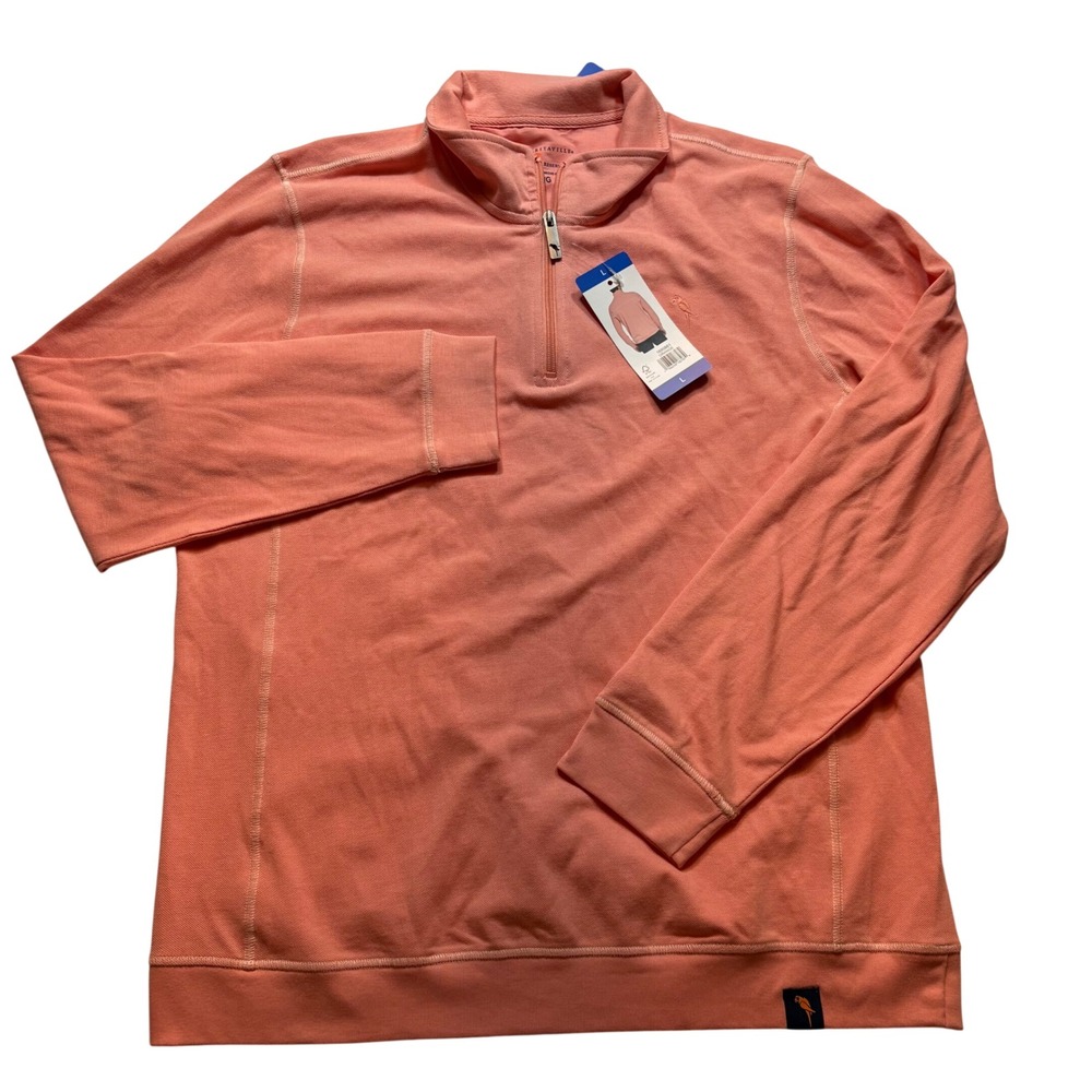 Margaritaville Quarter Zip Pullover Mens L Orange Island Reserve 100% NWTCotton